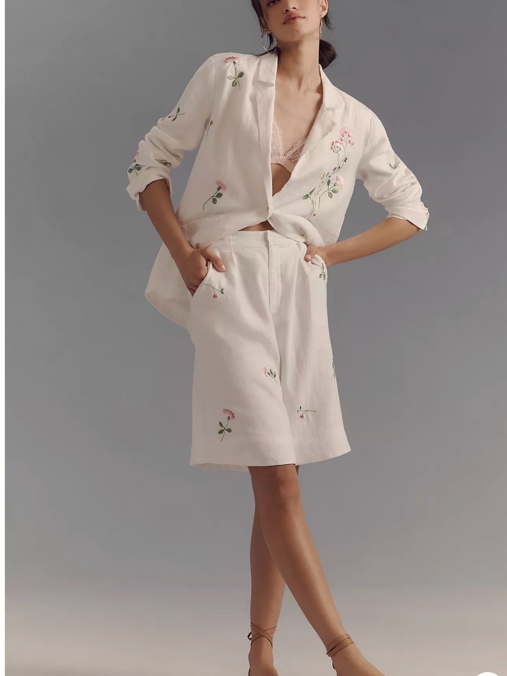 By Anthropologie Linen Embroidered Relaxed
Bermuda Shorts- SOLD OUT 🌸🌺🌼